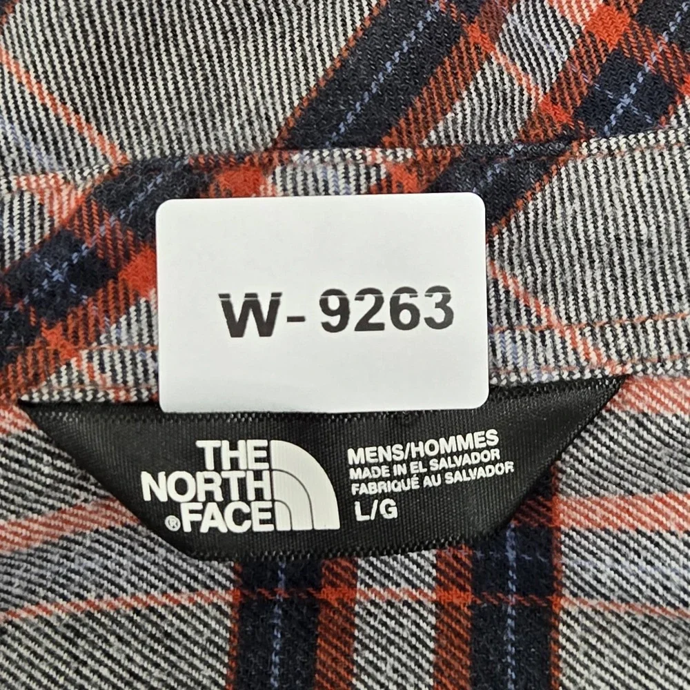 The North Face Men Button Up Shirt L/G Gray Plaid Brush Flannel Long Sleeve